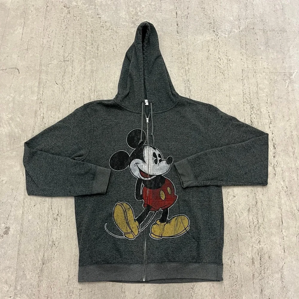 Disney Parks Mickey Mouse Full Zip Hoodie Sweatshirt Gray Size XXL